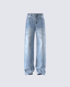 The baggier, the better 😝 These blue denim wide-leg jeans are made from washed cotton denim fabric and complete with a relaxed fit, and wide leg for a laid-back, yet stylish fit 💙 Jeans Png Aesthetic, Jeans Png, Denim Fits, Future Of Fashion, Denim Wide Leg, Welcome To The Future, Downtown Girl, No Waste, Easy Trendy Outfits