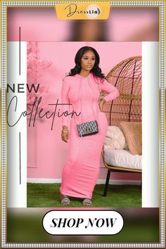 Casual Lover Long Dress Trendy Pink Maxi Dress For Party, Casual Long Sleeve Pink Bodycon Dress, Trendy Long Sleeve Pink Midi Dress, Trendy Pink Long Sleeve Midi Dress, Trendy Pink Maxi Dress For Night Out, Chic Pink Midi Dress, Chic Pink Long Midi Dress, Casual Pink Maxi Dress For Party, Casual Pink Maxi Dress For Date Night