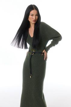 Fall '24: Allow Our Latest Collection Of Autumn Pieces To Inspire You For The Season Ahead. Feel Confident In Our Midi Dress, Made In Soft Alpaca Wool Knit Fabric, Featuring An Ultra Minimal Design, With A Relaxed Silhouette That Cinches At The Waist, And A V Neckline. Style It With Block Heels Or Ankle Boots For A Look Perfect For Days Out, Then Wear It With Heeled Boots Or Strappy Heels For An Evening Look. Alpaca Wool Blend Full Sleeve Ribbed V Neck Knit Dress High Quality, Alpaca Wool Fabric Comfortable, Figure Hugging Fit Unique, Wide Sleeves Deep V Neckline Textured, Ribbed Detailing Petite Wedding Guest Dresses, Woolen Dress, Plus Size Workwear, Woolen Dresses, College Fits, Tall Dresses, Petite Coat, Plus Size Coats, Fall Outfits For Work