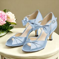 Category:Wedding Shoes,Heels; Upper Materials:Satin; Lining Materials:Sheepskin; Embellishment:Bowknot; Heel Type:Kitten Heel,Stiletto; Gender:Women's; Toe Shape:Peep Toe,Round Toe; Type:Wedding Sandals; Style:Elegant; Heel Height(inch):2-3; Outsole Materials:Rubber; Occasion:Wedding,Party; Listing Date:04/18/2024; 2024 Trends:Dress Shoes Blue Kitten Heels With Heel Strap For Evening, Elegant Blue Kitten Heels With Sculpted Heel, Blue Wedding Shoes With 4-inch High Heel, Classic Blue Heels With 4-inch Heel, Blue High Heel Wedding Shoes With 4-inch Heel, Heels Online, Wedding Shoes Heels, Wedding Dress Shoes, Wedding Sandals