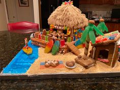 Gingerbread tiki hut and luau with surf shop and surfing Santa Homemade Gingerbread House, Cool Gingerbread Houses, Ginger House, Gingerbread House Parties, All Things Gingerbread, Gingerbread House Designs, Gingerbread Party, Gingerbread House Cookies, Gingerbread Village