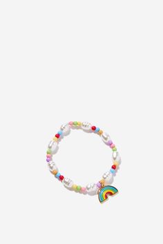 KIDS BEADED BRACELET Bracelet Cotton, Kids Bead Bracelet, Rainbow Pearl, Bottle Jewelry, Baby Graphic Tees, Girls Graphic Tee, Slipper Boots, Pearl Size, Gift Accessories