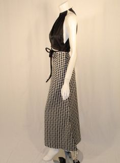 Rudi Gernreich 2 pc. Black and White Maxi Skirt and Black Halter Top For Sale at 1stdibs Elegant Black Houndstooth Skirt, Elegant Black Houndstooth Pattern Skirt, Elegant Black Skirt With Houndstooth Pattern, Black And White Maxi Skirt, Rudi Gernreich, White Maxi Skirt, Hand Sewing Projects, White Maxi Skirts, Black Halter Top