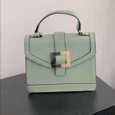 Nice Mint Green Handbag. Great Color For Any Season. Never Worn. Chic Tote Satchel With Fold Over Clasp, Chic Satchel With Fold Over Clasp Tote, Chic Green Bags With Fold Over Clasp, Chic Green Bag With Fold Over Clasp, Chic Green Tote Satchel, Chic Green Shoulder Bag Satchel, Chic Green Satchel Tote, Chic Green Shoulder Satchel, Chic Green Square Shoulder Bag