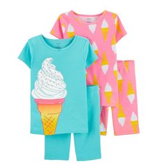 Carter's Ice Cream Snug Fit Cotton Pajamas Set. New With Tags, Never Worn. Short Sleeves Ribbed Neckline Covered Elastic Waistband For A Comfy Fit 100% Cotton Rib #Tds378m Fun Cotton Loungewear Set, Playful Short Sleeve Sets For Sleepover, Playful Short Sleeve Sleepover Sets, Cute Multicolor Pajama Party Sets, Fun Cotton Sleepwear Set, Fun Cotton Sleep Sets, Playful Pink Loungewear Sets, Playful Tops For Pajama Party, Cute Blue Loungewear Sets