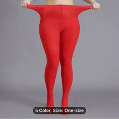 Perfect For Plus Size Women-So Comfy! Red High Waist Stretch Tights, High Waist Stretch Red Tights, High-waist Stretch Red Tights, Red High Stretch Full Length Tights, Red Tight Tights For Winter, High Waist Red Bottoms For Winter, High-waisted Red Bottoms For Winter, Red Stretch Hosiery For Winter, High Waist Red Bottoms With High Stretch