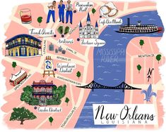 A Gleefully Gluttonous Long Weekend in New Orleans | Illustrated map ...