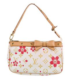 LOUIS VUITTON (rare find) Vintage Monogram Cherry Blossom Limited Edition Top Handle Bag From the 2003 Collection Vintage Beige Printed Cherry Blossom Print Handle Drop: 5.75" Height: 5.5" Width: 9.25" Depth: 1.5" Brass Hardware Leather Trim Flat Handle Studded & Bow Accents Alcantara Lining Zip Closure at Top ***This bag is preowned and has some minor wear on the front &back of the purse & edges. Inside has some markings but can be cleaned. Pls see last 4 pictures. However in great condition. Zips well. I do not have the original boxing it came in, but will be shipped with care**** Louis Vuitton Cherry Blossom White, Louis Vuitton Bag Vintage, Vintage Bags Aesthetic, Vintage Louis Vuitton Bag, Louis Vuitton Cherry Blossom, Vintage Designer Bags, Dream Bags, Cherry Blossom Print, Blossom Print