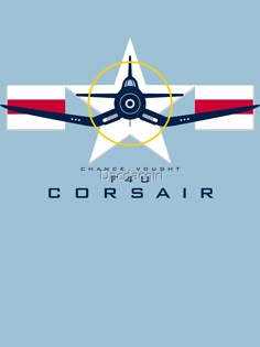 an airplane with the word corsair on it's side and stars in the background