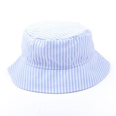 This Stripe Sun Hat is the perfect way to keep your little one from getting too much sun while still letting them have some fun! With UPF 50+ protection, this hat helps ensure your toddler stays safe in the sun. Available in sweet colors to suit your style, you can personalize this kids' bucket hat with a monogram for that extra special touch. Spring Pool Bucket Hat With Curved Brim, Blue Cotton Wide Brim Hat, Cotton Bucket Sun Hat For Summer, Adjustable Fit Bucket Hat With Uv Protection For Beach, Casual Beach Sun Hat Bucket Shape, Adjustable Blue Hats With Upf 50+, Blue Hats With Upf 50+ And Adjustable Fit, Adjustable Blue Hat With Upf 50+, Casual Blue Bucket Hat For Beach Season