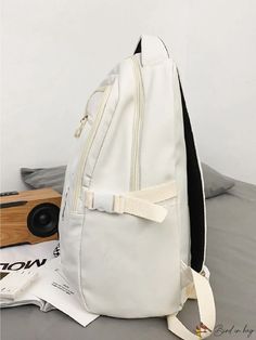 BirdinBag - Efficient Backpack with Stylish Letter Graphics and Bag Charm Stylish Letters, Nylon Bag, Composition, Backpacks, Color