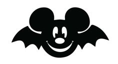 a black and white image of mickey mouse's face with bats on it,