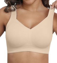 PRICES MAY VARY. Buttery Soft Seamless Design: Crafted from a blend of nylon and spandex, this women's wireless bra offers a smooth, buttery-soft texture that wicks moisture and endures long-term wear without tearing, pilling, or fading. Enjoy unrestricted movement and all-day comfort. Full Coverage with Gentle Support: The V-neck bralette provides a touch of elegance with its padded, wire-free design. A "W" shape and flocked reinforced bottom band offer soft support without pressure, while the Most Comfortable Bra, Wireless Bras, Bra For Women, Comfortable Bras, Full Coverage Bra, Plus Size Bra, Everyday Bra, Seamless Bra, Wireless Bra