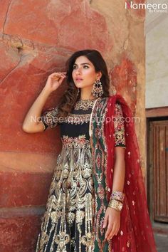 Embellished Pakistani Long Gown for Wedding Wear Gown For Wedding, Long Gown For Wedding, Organza Blouse, Organza Sleeves, Embellished Gown, Net Dupatta, Embroidered Neckline, Pakistani Wedding, Long Gown