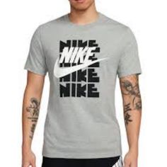 Logo-Topped Tee By Nike Cut From 100% Cotton In A Standard Fit With Short Sleeves & Ribbed Knit Crew Neck. Content + Care - 100% Cotton - Machine Wash - Imported Size + Fit - Measurements Taken From Size Large - Chest: 22” - Length: 29” Purchased At Urban Outfitters. Spring Gym T-shirt With Crew Neck, Nike Casual Workout T-shirt, Nike Cotton Activewear With Logo Print, Casual Athletic Heather T-shirt With Logo, Nike Casual Short Sleeve Activewear, Nike Casual Activewear Short Sleeve, Casual Nike Activewear With Short Sleeves, Casual Athletic Heather T-shirt For Sports, Nike Workout T-shirt For Spring