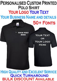 Top Seller for Personalised Custom Printed Polo Shirt Uneek your text logo unisex workwear top , Womens Tops Logo Placement On Polo Shirts, Fitted Black Shirt With Branding, Crew Neck Cotton Tops With Custom Logo, Cotton Crew Neck Tops With Custom Logo, Cotton Tops With Branding For Workwear, Cotton Workwear Tops With Logo Print, Fitted Short Sleeve Polo Shirt With Letter Print, Fitted Cotton Polo Shirt With Branding, Casual Streetwear Tops With Custom Logo