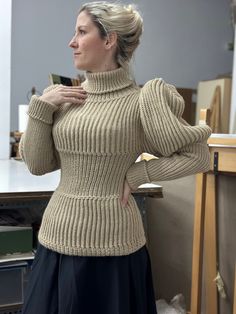 This gorgeous sweater is my reproduction based on the one is shown at Brooklyn Museum Costume Collection at The Metropolitan Museum of Art.  The sweater is elastic and it's knitted with 3 different kind of stitches and knitted with acrylic vegan wool. To be sure about what size you must order, please check the last picture to see what's the best for you!! I highly recommend double check the chest measure and the armpit to hips to see if anything need to be customized. Hips and chest is the same Fitted Beige Wool Sweater, Fitted Beige Turtleneck Sweater, Beige Fitted Turtleneck Sweater, Stretch Cream Knit Sweater, Fitted Knitted Beige Sweater, Fitted Beige Knitted Sweater, Fitted Cream Chunky Knit Sweater, Fitted Cream Sweater With Chunky Knit, Beige Knitted Turtleneck Sweater