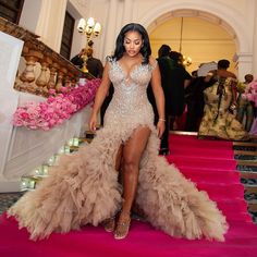 Champagne Luxury Beaded Prom Dresses African Gala Gown Celebrity Dress Tiered Puffy Tulle Crystals Aso Ebi Wedding Guest, Prom Dresses African, Aso Ebi Wedding, Prom Dress African, Prom Slay, Beaded Prom Dresses, Gala Gowns, Gala Gown, Dresses African