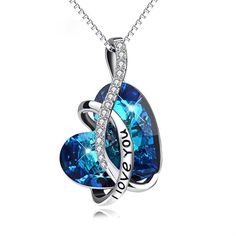 Swarovski crystal sterling silver necklace engraved with I Love You - ReadYourHeart Amazon Jewelry, Crystal Heart Necklace, Swarovski Crystal Hearts, Necklace Swarovski, Sterling Silver Heart Pendant, Swarovski Crystal Jewelry, Pendants Necklaces, Crystal Pendants, Swarovski Crystal Necklace