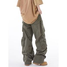 Unisex High Street Multi-Pocket Wide Leg Army Green Cargo Pants Fabric: Cotton+Polyester Size: S, M, L, XL, 2XL Multiple Color Selections: Army Green, Black Season: Spring, Fall, Winter Full-length Cotton Parachute Pants With Pockets, Full Length Cotton Parachute Pants With Pockets, Cotton Full-length Parachute Pants With Pockets, Baggy Bottoms With Patch Pockets For Outdoor Activities, High Waist Cotton Pants With Multiple Pockets, Baggy Cotton Cargo Pants With Pockets, Baggy Green Work Pants With Pockets, Green Baggy Work Pants With Pockets, Baggy Cargo Jeans With Pockets For Outdoor Activities