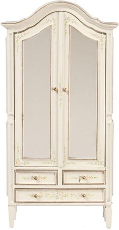 1:12 Scale - Wooden -  JBM Miniatures - Approximate height 152mm = 6 inches Antique Wardrobe Closet, Nursery Armoire, Wardrobe With Mirrors, Miniature Bedroom, Armoire Makeover, Mirrored Armoire, Antique Wardrobe, Armoire Wardrobe, Wood Wardrobe