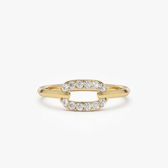 Discover the unmatched elegance of our 14k Gold Diamond Link Ring, adorned with natural diamonds. Merging contemporary trends with timeless design, this Minimalist Stacking Ring offers a chic statement. Crafted in solid gold, it stands as a testament to luxury and style, making it a pinnacle piece in any diamond jewelry collection. ▶Item Details * Made to Order. * Gold KT: 14K Solid Gold (also available in 18K & Platinum upon request) * Custom Gold Color: Rose Gold, Yellow Gold, White Gold * Band Width: 1.5 MM * Round Diamonds: 12 pcs 1.50 MM  * Total CTW: 0.19 * Diamond Color Clarity: G Color SI Clarity * Setting Type: Prong * Ready to Ship in 3-10 Business Days ▶ See more of our Diamond Rings here - http://etsy.me/2lwKUl8 ▶ See our storefront here - http://etsy.me/2lUcVnH  ▶ All store se Minimalist Cubic Zirconia Open Band Diamond Ring, Modern Round Cut Diamond Ring, Minimalist Diamond White Open Band Diamond Ring, Elegant Stackable Open Band Rings With Single Diamond, Minimalist White Gold Diamond Ring With Accents, Minimalist Diamond Ring With Open Band, Minimalist Open Band Diamond Ring, Modern Cubic Zirconia Diamond Ring With Round Band, Modern Cubic Zirconia Stackable Rings