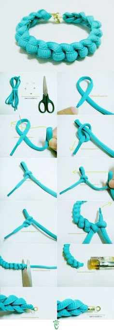 instructions to make a rope bracelet with scissors