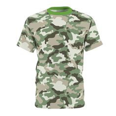 Camouflage, Army Pattern T-shirt This tee was created to be a versatile and stylish companion for all your casual appearances. With its uniquely textured, thick, microfiber-knit fabric, this t-shirt bears a premium, soft feel that remains lightweight and highly breathable - the perfect combo for a hot day or layering. .: 100% Polyester .: Light fabric (4.0 oz/yd² (113 g/m / (6.0 oz/yd² (170 g/m .: Regular fit .: Tagless .: Runs true to size .: Assembled in the USA from globally sourced parts Camouflage Graphic Print Crew Neck T-shirt, Casual Camouflage T-shirt Relaxed Fit, Relaxed Fit Camouflage T-shirt With Graphic Print, Military Style Crew Neck T-shirt For Streetwear, Camouflage All Over Print Cotton Tops, Camouflage All-over Print Cotton Tops, Green Military Crew Neck T-shirt, Green Military Style T-shirt With Crew Neck, Green Military Style Crew Neck T-shirt