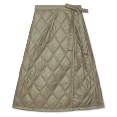 This Brown Shiny Quilt Midi Skirt is made from recycled nylon. The skirt is designed for a regular fit with a wrap silhouette and features an adjustable waist tie. SKU: F8578-019 Quilted Skirt, Kid Lifestyle, Sweater Pants, Tee Dress, Swimwear Accessories, Wrap Skirt, Fashion Tees, Waist Tie, Dress Skirt