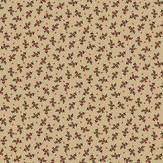 an old fashioned wallpaper with small red and black flowers on beige background stock photo