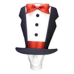 This Gala Tuxedo Hat will definitely make you stand out at your next Party, Hora Loca, Wedding, Corporate Event, Birthday, Quinceanera, or Halloween Party! It can be used as a wedding hats, top hats, photo booth props, or a party favor. Fitted Mini Hats For Themed Events, Curved Brim Costume Hats And Headpieces For Halloween Party, Curved Brim Halloween Costume Hats And Headpieces, High Crown Halloween Costume Hat For Party, Halloween Party Costume Hat With High Crown, Novelty High Crown Costume Hats For Parties, Novelty Hats For Carnival Themed Events, Adjustable Top Hat For Kentucky Derby Party, Novelty Mini Hat With Curved Brim For Party