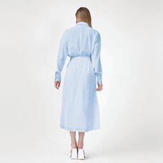 Baby Blue Midi Dress With Corset | BLUZAT | Wolf & Badger Elegant Knee-length Shirt Dress With Button Cuffs, Elegant Button-up Midi Dress With Button Cuffs, Elegant Shirt Dress With Button Closure For Business, Elegant Knee-length Shirt Dress With Button Closure, Elegant Button-up Business Dress, Timeless Fitted Daywear Dresses, Timeless Fitted Dress For Daywear, Elegant Button-up Midi Dress For Business, Elegant Midi Dress With Hidden Button Closure