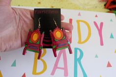 new on card-never worn fun and rare new old stock vintage 1980s charm earrings love! great condition!! Thank YOU and please feel free to ask me any ?s:) Have a lovely day!! xoxo www.etsy.com/shop/retroandme Fun Pink Craft Supplies For Gifts, Colorful Funky Jewelry, Vintage Handmade Craft Supplies For Gifts, Vintage Handmade Craft Supplies, Handmade Colorful Craft Supplies For Gifts, Fun Red Craft Supplies For Gifts, Funky Pink Jewelry For Birthday, Fun Multicolor Craft Supplies As A Gift, Funky Red Handmade Jewelry