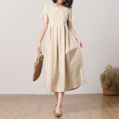 Summer Linen Dress for Women, Causal Midi Linen Dress, Plus Size Dress, Maternity Dress, Dress With Pockets, Custom Dress, Ylistyle C3283 - Etsy France Solid Color Short Sleeve Maternity Summer Dress, Solid Color Short Sleeve Maternity Dress For Summer, Beige Linen Dress Solid Color, Beige Linen Solid Color Dress, Summer Linen Dress In Solid Color, Casual Beige Maxi Dress With Pockets, Beige Solid Color Cotton Dress, Spring Beige Maxi Dress With Pockets, Summer Beige Maternity Dress