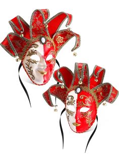 PRICES MAY VARY. Versatile and Aesthetic Design: This package includes 2 vintage full face Venetian decorative masks, one for men and women each, adding a touch of elegance and charm to any occasion; The masks feature hidden hanging ribbons that allow them to be hung as decorations, and ribbons for comfortably wearing them on the face Reliable and Stylish Materials: crafted from quality resin, brocade, glitter, and faux pearls, our masquerade ball mask offer a balance of quality design and relia Vintage Masquerade Costume Accessories For Halloween, Vintage Masks For Halloween Costume Party, Vintage Halloween Costume Party Masks, Vintage Costume Accessories For Carnival, Vintage Masks For Costume Party, Red Costume Accessories For Carnival, Red Full Face Mask For Carnival, Red Full Face Carnival Mask, Vintage Masquerade Mask For Halloween Costume Party