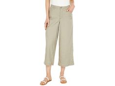 NYDJ Petite Linen Cropped Wide Leg Pants - Women's Clothing : Wet Sand : Spruce up your weekend get up, wearing the NYDJ Petite Linen Cropped Wide Leg Pants featuring a classic button and zip-fly closure pant with five-pocket construction and belt loops throughout meeting mid-rise to above ankle with a wide pant leg. 53% linen, 45% viscose, 2% elastane. Machine wash, line dry. Imported. Measurements: Waist Measurement: 30 in Outseam: 33 in Inseam: 24 in Front Rise: 9 1 2 in Back Rise: 14 1 2 in Elevated Casual Pants With Five Pockets, Spring Utility Bottoms With Relaxed Fit, Spring Utility Bottoms For Elevated Casual, Spring Utility Mid-rise Bottoms, Versatile Spring Cargo Pants For Elevated Casual Wear, Spring Casual Mid-rise Cargo Pants, Spring Utility Cropped Leg Bottoms, Utility Straight Leg Bottoms For Spring, Spring Straight Leg Utility Bottoms