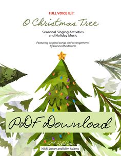 the christmas tree song is shown in green and white