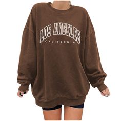 F00095430-304 Outfits Los Angeles, Plus Size Streetwear, Crewneck Sweatshirt Women, Y2k Aesthetic Outfits, Letter Print Sweatshirt, Loose Pullover, Streetwear Casual, Sweatshirt Women, Women Hoodies Sweatshirts