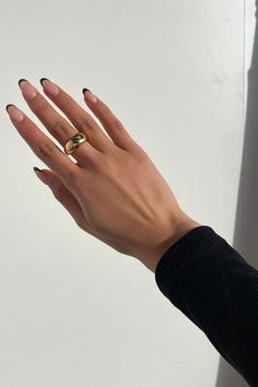 This minimalistic designed ring is the perfect addition to your collection. Featuring a thick band with a sleek finish. Style her for an elegant evening out, paired with gold hoops and a silky white dress. Silky White Dress, Formal Nails, So Fetch, Bracelet Kit, Cool Summer Outfits, Bracelet Kits, Mani Pedi, Gold Hoops, Nail Inspo