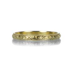 Diana Mitchell Hand Engraved Scroll Band | Quadrum Gallery Fashion Institute Of Technology, High End Jewelry, Fashion Institute, University Of Virginia, Golden Girl, Modern Forms, Ring Ideas, Stacking Ring, Hand Engraving