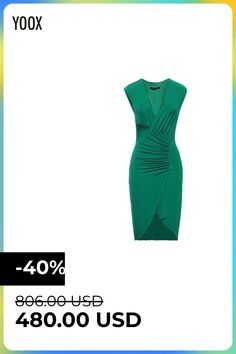 jersey, logo, solid color, deep neckline, sleeveless, no pockets, no fastening, fully lined, stretch , Color: Green , Size: 4 Roberto Dress, Jersey Logo, Deep Neckline, Roberto Cavalli, New Season, Short Dress, Sheath Dress, Fashion And Design, Brand Logo