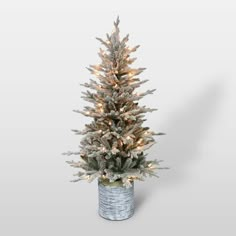 4.5ft Pre-Lit Potted Flocked Scandinavian Fir Artificial Christmas Tree - Puleo, White Glamorous Christmas Tree, Christmas Tree Clear Lights, Chirstmas Decor, Glamorous Christmas, Flocked Trees, Plaid Christmas Decor, Christmas Jingles, Country Christmas Decorations, Christmas Decor Inspiration