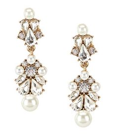 two pairs of earrings with pearls and crystals