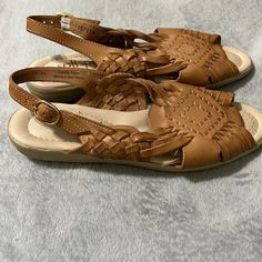 Nwot Softspots Leather Sandals Adjustable Leather Straps Made In Mexico. Size 7. Sold As Listed In Pics. Tan Leather Sandals, Shoes Soft, Tan Leather, Leather Sandals, Leather Straps, Size 7, Sandals, Leather, Women Shopping