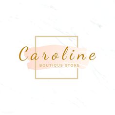 the logo for caroline boutique store, with gold foil lettering on white marble