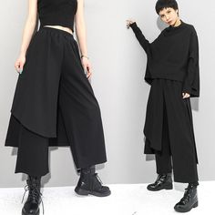 Fashion Womens Loose Straight Pants Trousers Color: Black Material: Cotton Blend Asian Size: M L XL XXL M: Length 86cm/ 33.8inch, Waist 62-88cm/ 24.4-34.6inch L: Length 87cm/ 34.2inch, Waist 66-92cm/ 26.0-36.2inch XL: Length 88cm/ 34.6inch, Waist 70-96cm/ 27.5-37.8inch XXL: Length 89cm/ 35.0inch, Waist 74-100cm/ 29.1-39.3inch Payment Method:  all kinds of payments Shipping: I ship it to US with Standard Speedpak Contact with me:  Please message me i will reply to you within 6 hours Return:  Acce Wide Leg Pants Casual, Pants Elastic Waist, Loose Trousers, Punk Rock Fashion, Women Street, Pants Casual, Japanese Women, Straight Pants, Rock Style