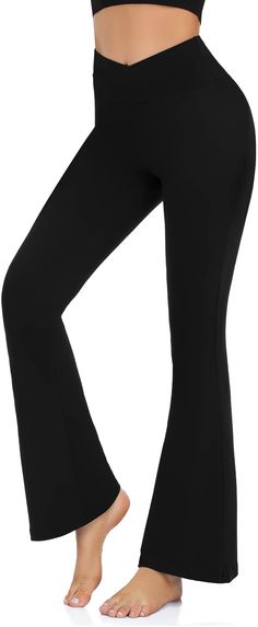 PRICES MAY VARY. 92% Polyester, 8% Spandex Imported DESIGNER: Unique Flare Leg and Cross-Waist design.Flare Leg allow you to move without restriction, effectively helps hide the defects of the calf, and creates the contour and slender appearance of the popular line.Crossover design which perfectly reveals the navel, and is equipped with a high-waist belt design to trim the waist line and visually elongate the waist ratio. Whether you are in the workplace or in the gym, you can show your sexy wai Bell Bottom Leggings, Bootleg Pants, Jazz Pants, Jazz Dress, Wide Leg Yoga Pants, Yoga Pants With Pockets, Clothing Haul, Flared Leggings, High Waist Yoga Pants