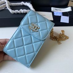 Description CC Phone Holder Blue Bag For Women 15cm/6in Rep 1:1 Size: 15 × 10 × 4 cm / 6 × 4 × 1.5in CC Sighnature Gold hardware Blue Includes dust bag. This product is of the best quality. Chanel Phone Holder, Louis Vuitton Shirt, Chanel Shirt, Chanel Spring, Stylish Handbags, Evening Clutch Bag, Accessories Store, Bag For Women, Tote Backpack