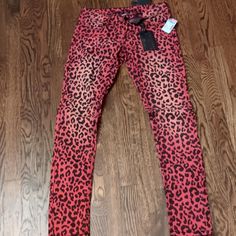 Almost Famous Ladies Pants Pink With Black Patterned Animal Print. Button With Small Zipper Fly. Hot And Color And Blend Which Makes It Stretchy In New Condition With A Approximate Waist. Is 14 Inseam Is 30 In. New With Tags And Great Condition. No Marks, Stains, Rips Or Tears. Please Refer To Pics And Ask Questions. Prior To Purchase Trendy Red Bottoms With Button Closure, Trendy Pink Bottoms With Button Closure, Trendy Pink Pants With Button Closure, Pink Straight Leg Pants With Button Closure, High Waist Pink Pants With Button Closure, Pink Straight Leg Bottoms With Button Closure, Pink Cotton Pants With Button Closure, Red Animal Print, Ladies Pants