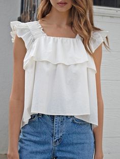 It's easy to wear, comfortable and looks good with just about everything. You will be more stylish in this blouse.Fits perfectly everywhere. - Soft and flowy, this blouse is the kind of layer we want to finish every outfit- Sleeveless and ruffle shoulder blouse- Slightly cropped length and elastic shoulder- This one features a A-line frilled design - Ready for those special occasions a tailored look is needed or mix it up with your favorite everyday pieces Blouse Fits, Sleeveless Blouse, No Frills, Special Occasion, A Line, Elastic, How To Wear, Design